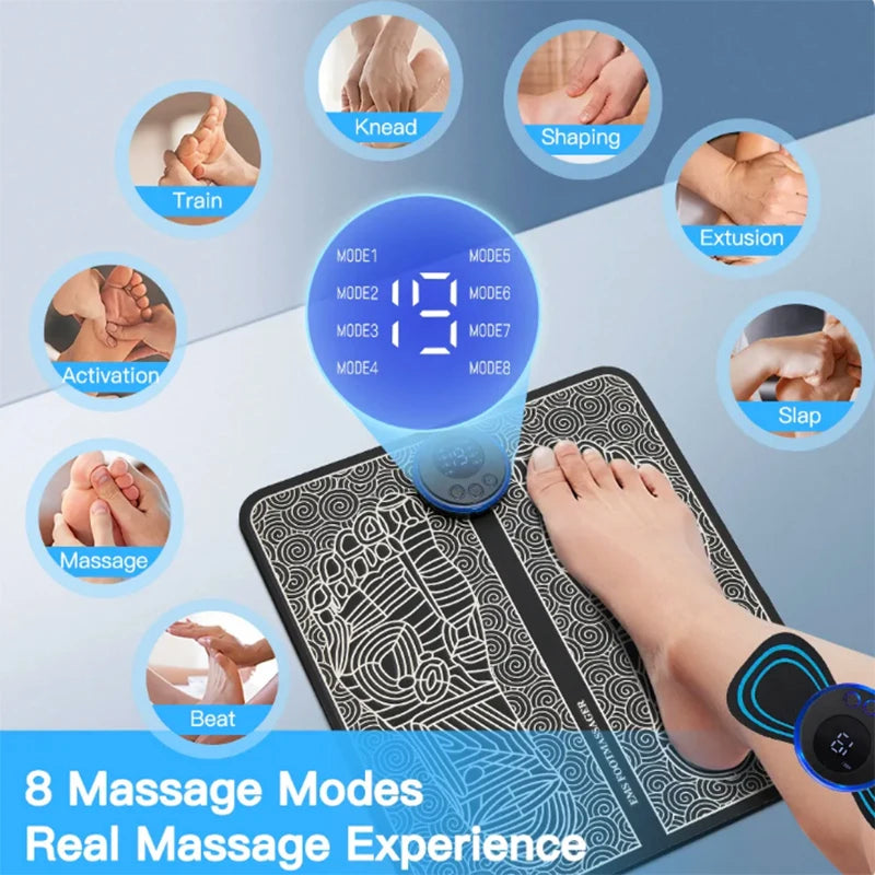EMS Foot Massager Mat — 8 Modes & 19 Intensity Levels